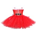 thumbnail image 1 of Sleeveless Bow Tulle Patchwork Slip Dress for Christmas Girls, 1 of 9