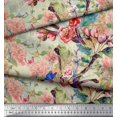 thumbnail image 3 of Soimoi Orange Rayon Fabric Insect,Peach & Pink Floral Print Fabric by The Yard 42 Inch Wide, 3 of 3