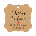 thumbnail image 1 of Darling Souvenir Cheers to Love Bottle Tag Personalized Wedding Favor Custom Hang Tags-Kraft-100 Tags, 1 of 1