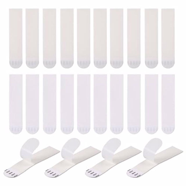 ziyahi 24 Pcs Autocollants pour Cadres Photo Bandes Suspendues Portatives Sangle Adhésive. l'Image Affiche 12 Cintres Adhésifs et 24 Bandes Adhésives Double Face en Blanc. Ces Bandes Sont Idéales pour une Décoration Non Dommageable, Permettant aux Utilisateurs d'Accrocher des Cadres Photo, des Fresques et des Miroirs sur des surfaces Intérieures Sans Clous Ni Résidus. Fabriquées en Plastique et Caoutchouc Durables, Elles Assurent une Adhérence Forte et une application Facile.