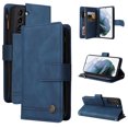 thumbnail image 1 of Case for Samsung Galaxy S21 5G Cover Zipper Pocket Wallet Case Magnetic Protective - Blue, 1 of 5