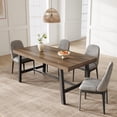 thumbnail image 3 of Dining Table for 4-6, Rectangular Kitchen Dining Table with Rustic Wood Top & Heavy-Duty Metal Frame, Industrial Farmhouse Dining Room Table, Easy Assembly, Dark Rustic Birch, 3 of 9