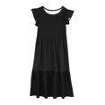 thumbnail image 4 of VKOYWKM Robe Décontractée pour Filles Été à Volants Manches Courtes Robes à Étages Décontractées Col Ras du Cou Ample Évasée Robe Maxi avec Poches pour 6-12 Ans, 4 of 6