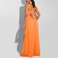 thumbnail image 4 of Womens Halter Neck Backless Loose Chiffon One-Piece Wide Leg Jumpsuit Overalls Full Length Long Pants Beach Boho Rompers, 4 of 7