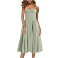 thumbnail image 1 of Gspmoly Robes pour Femmes, Mode pour Femmes Couleur Unie Style Dopamine Bretelle d'Épaule Bretelles Ajustables Robe à Poches Robe à Bretelles Robe à Col Rond Robes de Cocktail pour Femmes Offres du Jour, 1 of 5