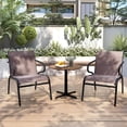 thumbnail image 2 of Costway Patio Chairs Set of 2 with Breathable Fabric & Metal Frame Armrests for Poolside Brown, 2 of 9