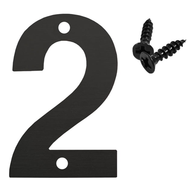Floating House Numbers for Outside, 3-inch modern black metal address number with a matte finish, featuring pre-drilled holes for floating installation. Includes two black screws for mounting. Rustproof and weather-resistant, ideal for mailboxes, front doors, gardens, fences, and other outdoor spaces.
