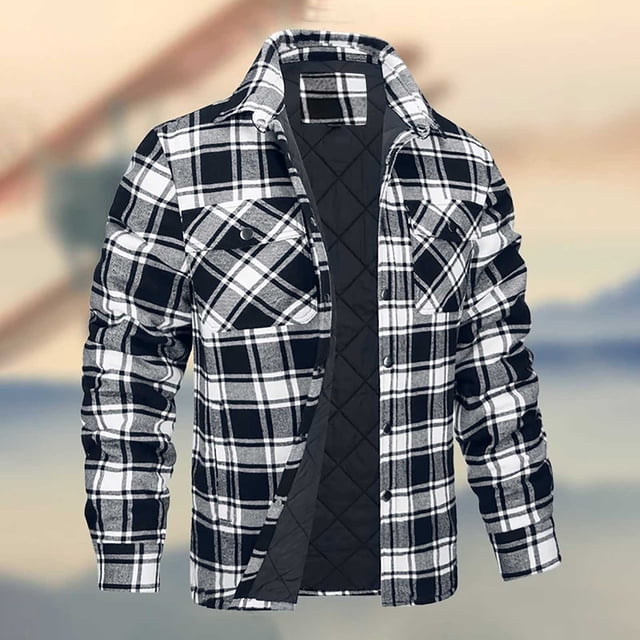 Dvkptbk Men's Printed Plaid Jacket Casual Color Jacket Buttons Jacket Long Sleeve Jacket With Pocket