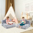 thumbnail image 2 of Costway Canapé-Lit Pliant pour Enfants Matelas de Sol avec Coussin Décoratif et Housse Lavable à la Machine Gris, 2 of 9
