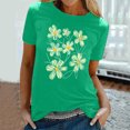 thumbnail image 2 of KIHOUT Nouveau Haut de Mode d'Été pour Femmes 2025, T-Shirt à Manches Courtes à Col Rond Décontracté à Imprimé Floral Vert m, 2 of 5