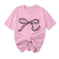 thumbnail image 2 of Offre à Durée Limitée Iumwxz T-Shirts Basiques Décontractés Plissés Amples pour Femmes Blouses pour Femmes T-Shirts Graphiques avec Nœud Col Rond Manches Courtes Blouses Hauts pour Dames Doux et Confortables pour Courir Commander, 2 of 4