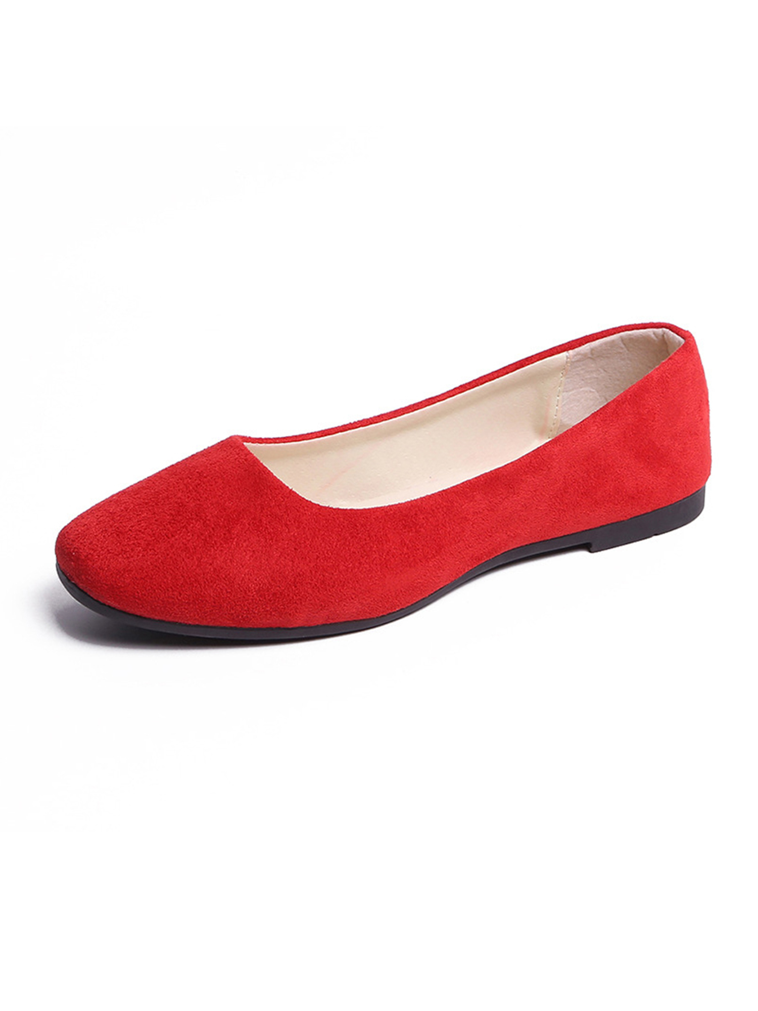 MAWCLOS Chaussures Décontractées pour Femmes Chaussures de Marche Confort à Enfiler Ballerines Mode Bout Carré Ballerine de Soirée Rouge 6.5