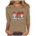 thumbnail image 2 of Meichang Hauts de Noël pour Femmes Manches 3/4 Col Rond Gnomes Graphiques T-Shirts Blouse Décontractée de Vacances en Solde Cadeaux de Noël, 2 of 4