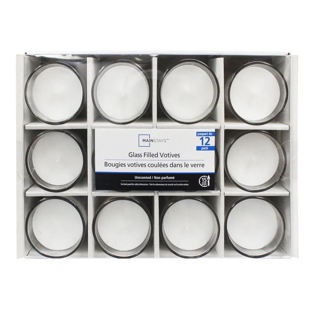 Mainstays Unscented Glass Filled Votives Candles