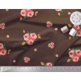 thumbnail image 2 of Soimoi Tissu Poly Georgette Imprimé Feuilles & Roses Tissu de Couture au Mètre 52 Pouces de Large, 2 of 3