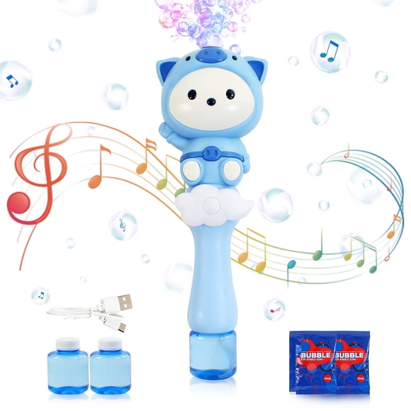 Automatic Bubble Wand for Kids Flashing Light and Music Bubble Machine Electric Bubble Maker Boys Girls Bubbles Toys Outdoor