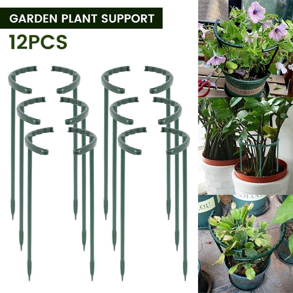 12 Pack Plant Support Plant Stakes Half Garden Plant Stake Outdoor Plant Support Ring Cage Green Plant Support Stakes for Tomato Rose Flowers Vine