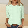 thumbnail image 1 of DPTALR T-shirt Ample Uni pour Femme, Blouse Mi-Longue à Manches 3/4, Col Rond, Hauts Décontractés, 1 of 6