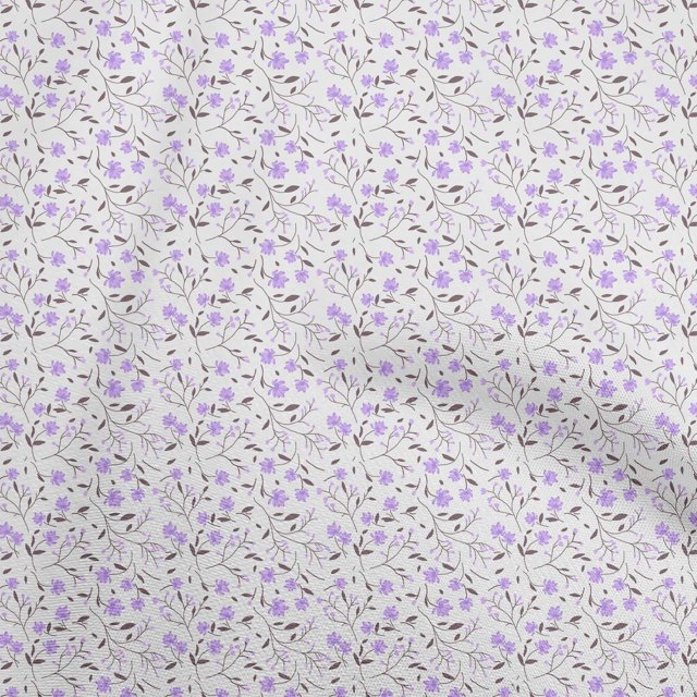 oneOone Polyester Spandex Medium Purple Fabric Floral Sewing Material Print Fabric By The Yard 56 Inch Wide