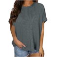thumbnail image 1 of Timegard Tops for Women Summer Ribbed Crewneck Short Sleeve Basic Tee Casual Loose Shirts Tops blouse, 1 of 7