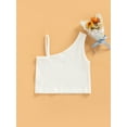 thumbnail image 4 of goowrom Breathable Summer Little Girls Vest, Toddlers Sweet Style Solid Color Sloping Shoulder Sleeveless Short Tops Casual Clothes, 4 of 9