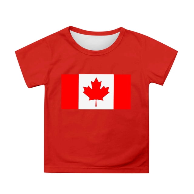 T-shirt à Manches Courtes pour Filles de la Fête du Canada, Col Rond d'Été, Coupe Décontractée, Chandails de Base