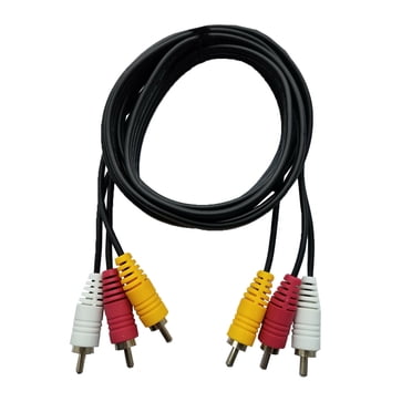 SatelliteSale 3 Male to 3 Male RCA Audio Video AV Сomposite Cable Universal Wire PVC Black Cord 6 feet