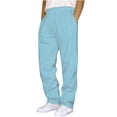 thumbnail image 2 of LIBRCLO Mens Sweatpants with Pockets Athletic Workout Sweat Pants Running Joggers Sweatpants Open Bottom, Light Blue S, 2 of 5