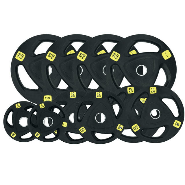 HAJEX Olympic Rubber Tri-Grip Plates Set 2 inch - 308LB Set - ( 11LB, 22LB, 33LB, & 44LB)