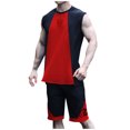 thumbnail image 1 of TIMIFIS Men's Summerhort Set 2 Piece Outfits Workout Athletic Sleeveless Tracksuits Shirt and Shorts SetFall, 1 of 6