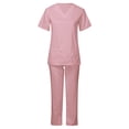 thumbnail image 1 of DPTALR Ensemble d'Infirmière pour Femmes à Manches Courtes, Couleur Unie, avec Poche, Col en V, 1 of 6