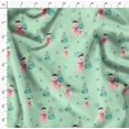 thumbnail image 4 of Soimoi Green Poly Georgette Fabric Snowman & Tree Christmas Fabric Prints By Yard 52 Inch Wide, 4 of 5