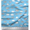 thumbnail image 1 of Soimoi Blue Rayon Fabric Cloud Nature Print Fabric by Yard 42 Inch Wide, 1 of 5