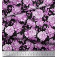 thumbnail image 3 of Soimoi Poly Georgette Fabric Leaves & Rose Flower Printed Fabric 1 Yard 52 Inch Wide, 3 of 3