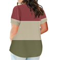 thumbnail image 3 of Timegard Plus Size Top for Women Notched V Neck Drop Shoulder Color Block Short Sleeve Casual Blouse, 3 of 5