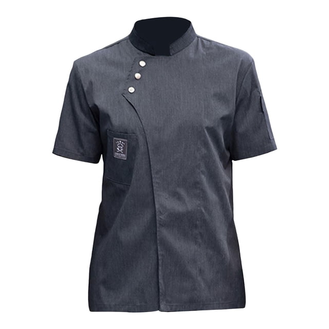 Milaget Veste de Chef, Manches Courtes Classique en Coton Doux Respirant Manteau de Chef pour Gris G