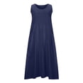 thumbnail image 4 of Liquidation d'Été 2025! Robe Grande Taille pour Femmes, Liquidation d'Été pour Femmes, Mode d'Été Décontractée pour Femmes Robe Sans Manches à Col Rond avec Poches, 4 of 5