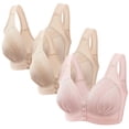thumbnail image 1 of Comfort Bra on Clearance 3pc Ladies Comfortable Convenient Front Button Bra Breathable Easy Close Everyday Bra Plus Size Seamless Bralettes Cotton Bralette New Pinky S, 1 of 5