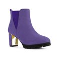 thumbnail image 1 of Unique Bargains Bottes à Talons Épais à Plateforme à Bout Rond Effet Miroir pour Femmes Violet (Taille 7), 1 of 4