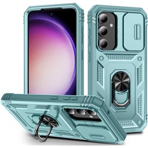 HCTian Cas de grade militaire pour Samsung Galaxy S23 FE avec Kickstand Ring Holder Slide Camera Cover Protection Shockproof Case pour Galaxy S23 FE Dossier téléphonique