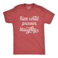 thumbnail image 1 of T-shirt pour Hommes « Nice Until Proved Naughty » de Noël, Graphique, Nouveauté (Rouge Chiné) - M, 1 of 2