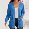 thumbnail image 2 of yoeyez Cardigan Sweaters for Women Lightweight Open Front Cardigans Plus Size Trendy Cardigan Fall Sweaters Coat with Pockets Blue,S, 2 of 7