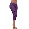 thumbnail image 3 of Capri Pants for Women Plus Size Side Pockets Cargo Pants Elastic Drawstring Casual Cropped Pants, 3 of 5