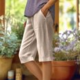 thumbnail image 1 of Wensltd Shorts d'Été à Jambe Grand pour Femmes, Mode, Lin, Fluides, Confortables, 1 of 6