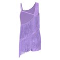 thumbnail image 3 of Mufeng Big Girls Latin Rumba Dancing Clothes Samba Tango Competition Modern Jazz Leotards Tassels Dance Dress Lavender 6, 3 of 6