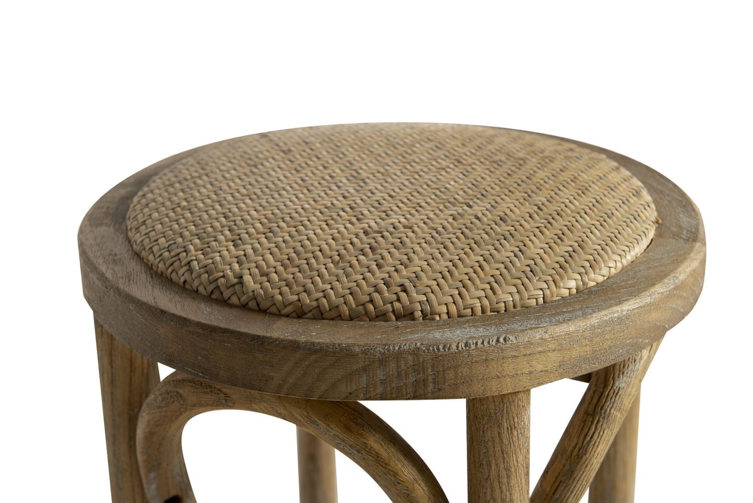 Tabouret de Comptoir Sans Dossier Whit Avec Assise en Rotin, Naturel