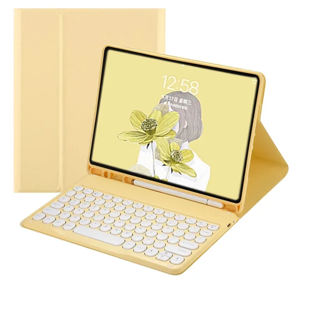 For iPad Mini 5th 4th 3rd 2nd 1st With Colorful Keyboard Leather Stand Cover Case Round Key Wireless Keyboard For 7.9inch Tablet Leather Keyboard G French
