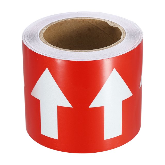 Unique Bargains Directional Flow Arrow Tape 4'x65', Adhesive Pipe Identification Marking Stickers, White on Red