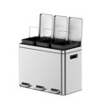 thumbnail image 1 of 2 x 4-Gallon Garbage Can for Kitchen, 2 Compartments for Recycling and Trash, Plastic Inner Buckets and Hinged Lids, Wide Stainless Steel Shape (15 + 15 for 30L Total), Silver, 1 of 7