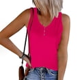 thumbnail image 1 of Tank Top for Women Womens Striped Round Neck Button Elastic Tank Top, 1 of 1